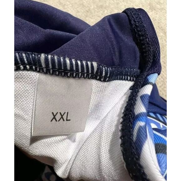 Blue Multicolor Aztec Sheer overlay Swim Dress Swimsuit Padded One Piece XXL - Picture 8 of 8